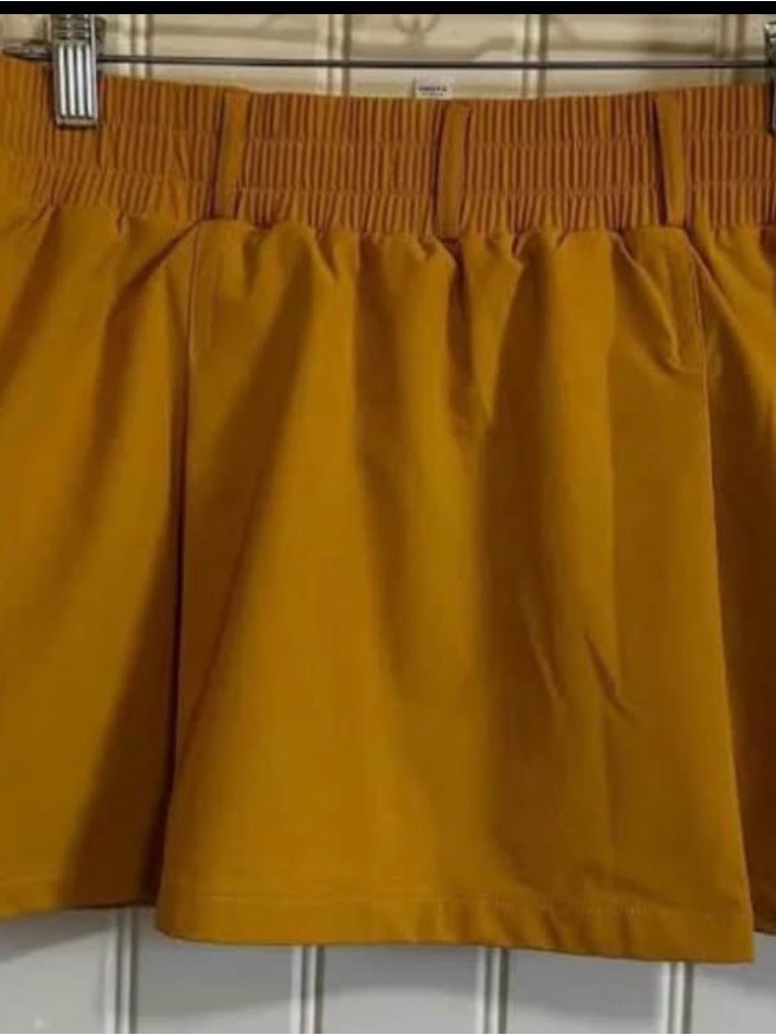 Elastic Waist Mini Skirt In Warm Mustard